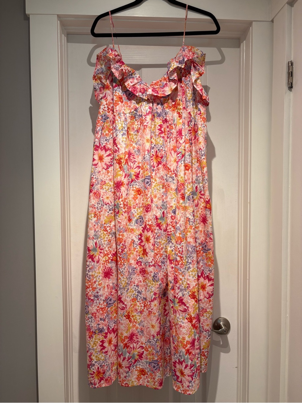 H&M Pink Floral Ruffle Sundress with Spaghetti Straps